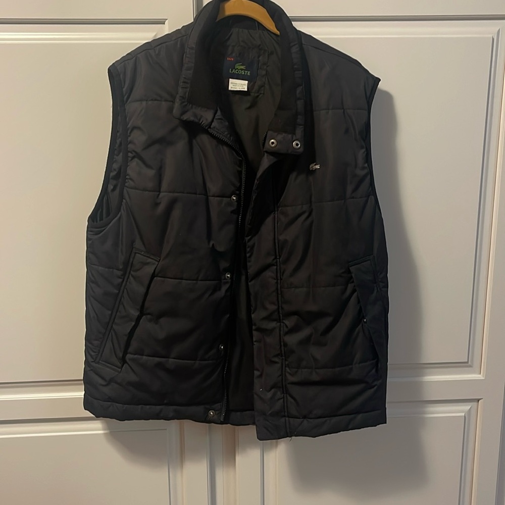 Lacoste black men’s vest great condition size 54/6 (large) zipper & snap front
